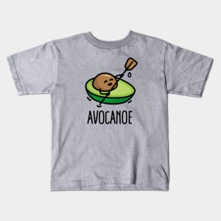 Avocanoe funny canoe canoeing avocado pun paddling kayak Kids T-Shirt